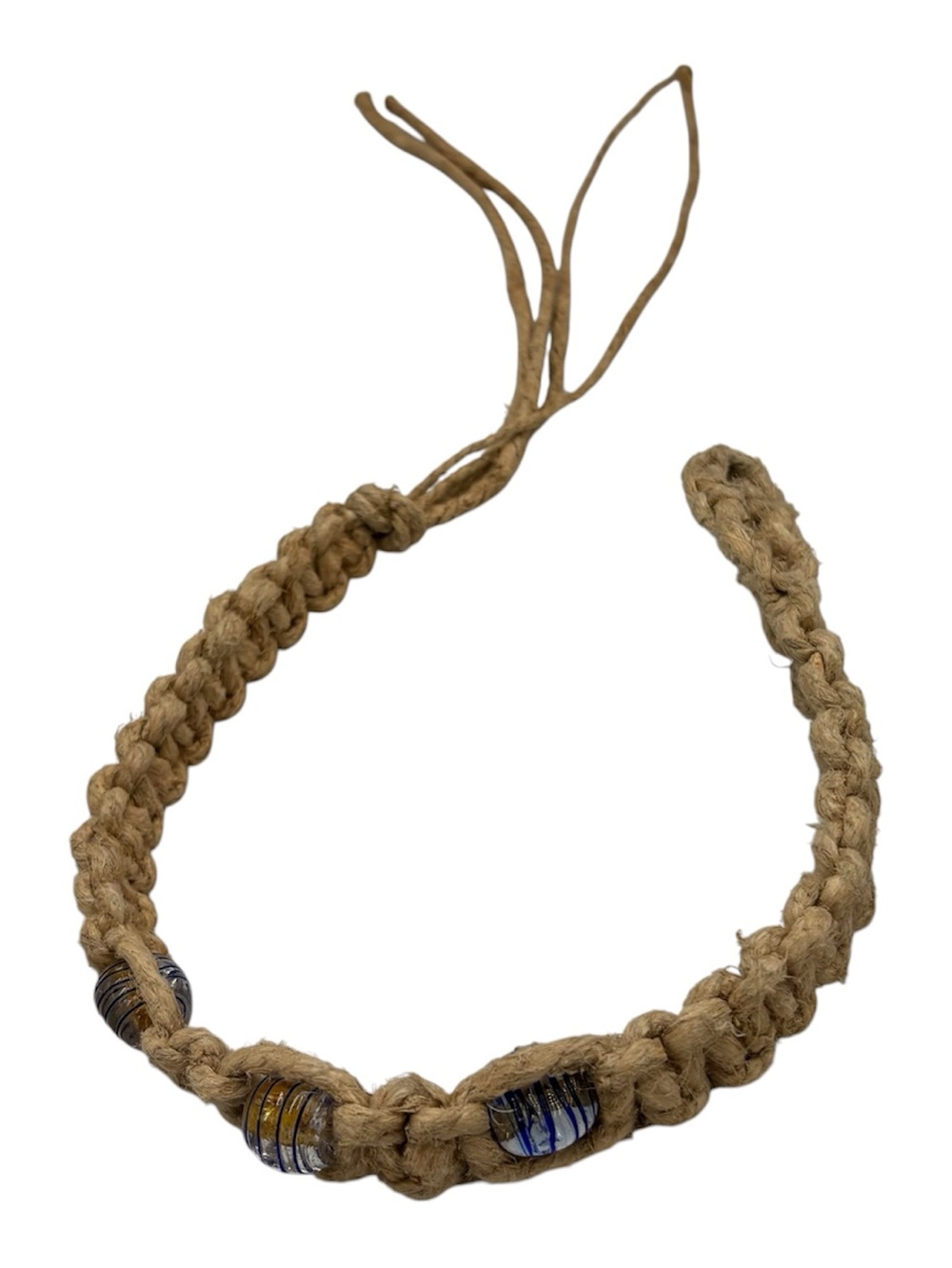 15.5” Handmade Thick Hemp 6.5” Adjustable Necklace W/ 3 Pendant